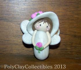 Angel - Hat with Roses - Brooch Pin - Keepsake - Collectibles