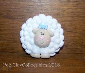 Sweet Little Sheep - Polymer Clay - Brooch Pin