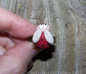 Ladybug Adjustable Ring - Polymer Clay